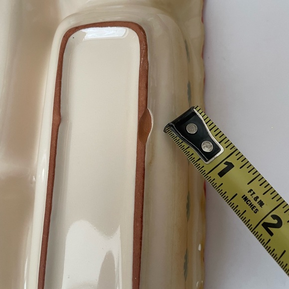 Italian Hand Painted Yellow Red Clay Rectangular 5 Section Serving Dish - Picture 8 of 8